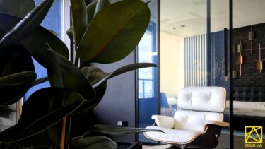 Стеклянная перегородка с алюминиевым профилем в стиле LOFT в квартире: фото #00482