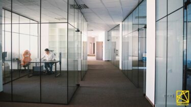 Стеклянная перегородка с алюминиевым профилем в стиле LOFT в офисе: фото #00484